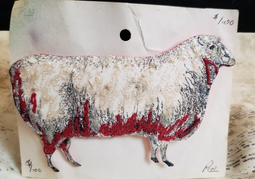 Vintage 1990’s – Large Handmade Kitschy Fat Sheep – Unique, Whimsical, Quirky
