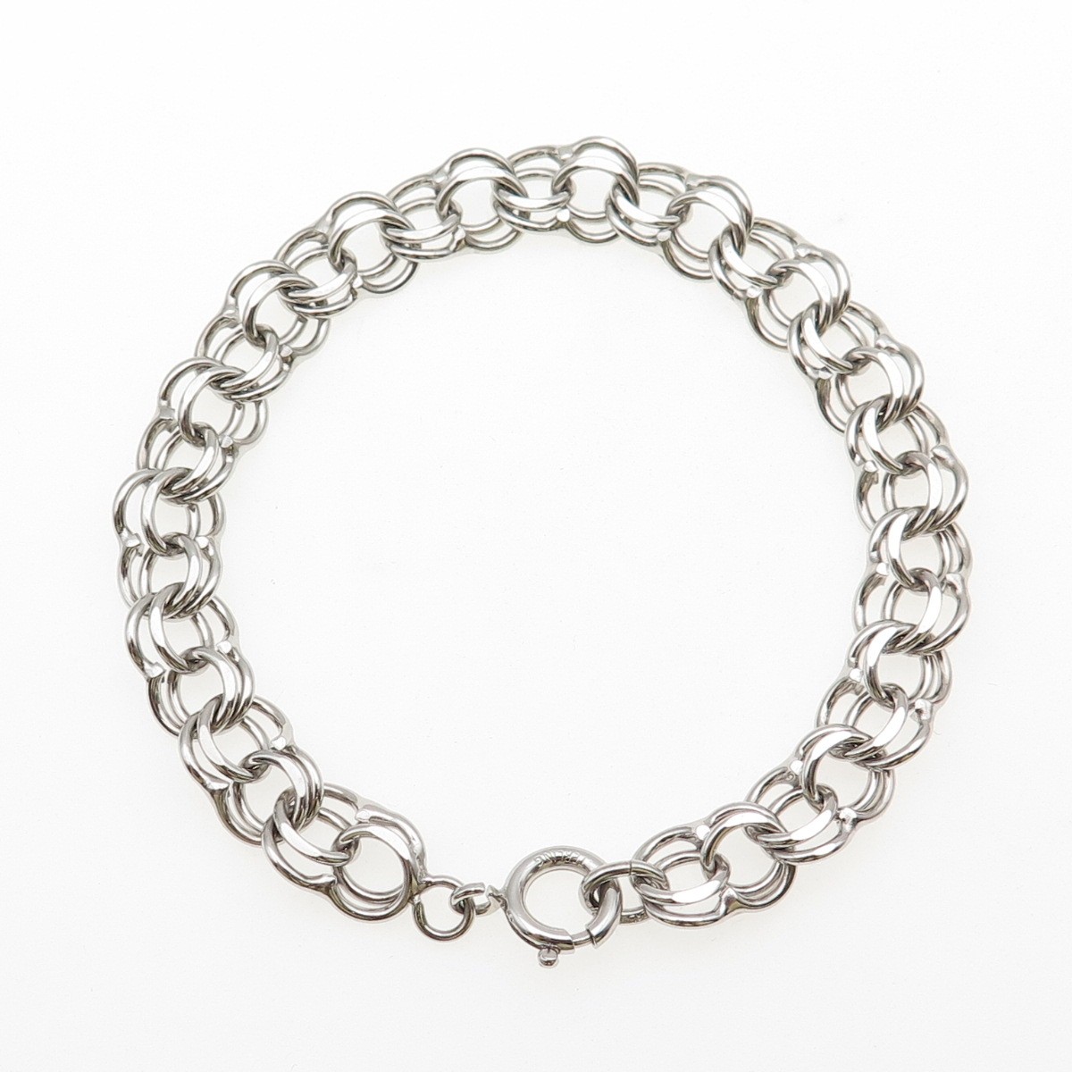 A&Z HAYWARD 925 Sterling Silver Vintage Double Rolo Link Bracelet 7″