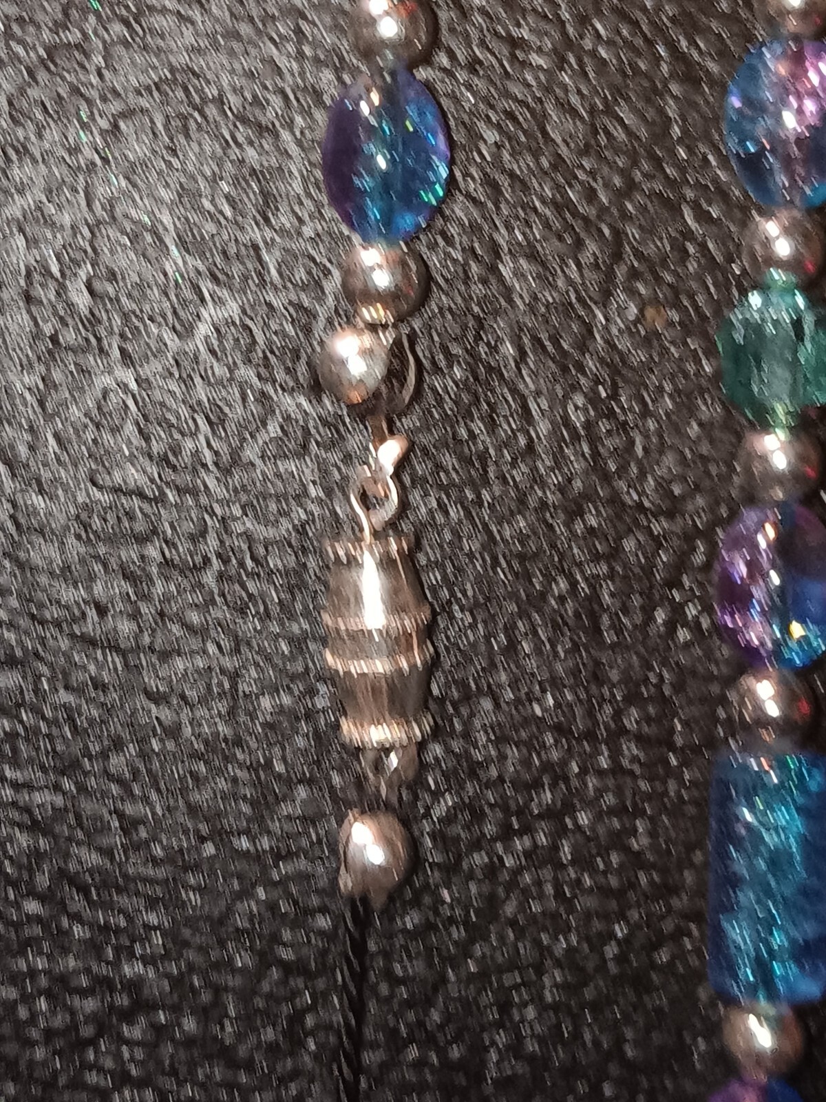 Vintage Violet Blue Glass Beaded Necklace