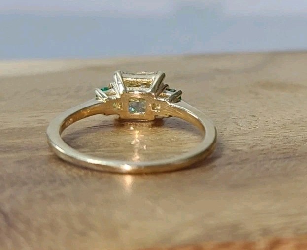 14k Yellow Gold Vintage Engagement ring 1.17ct.Natural Yellow Diamond Radiant