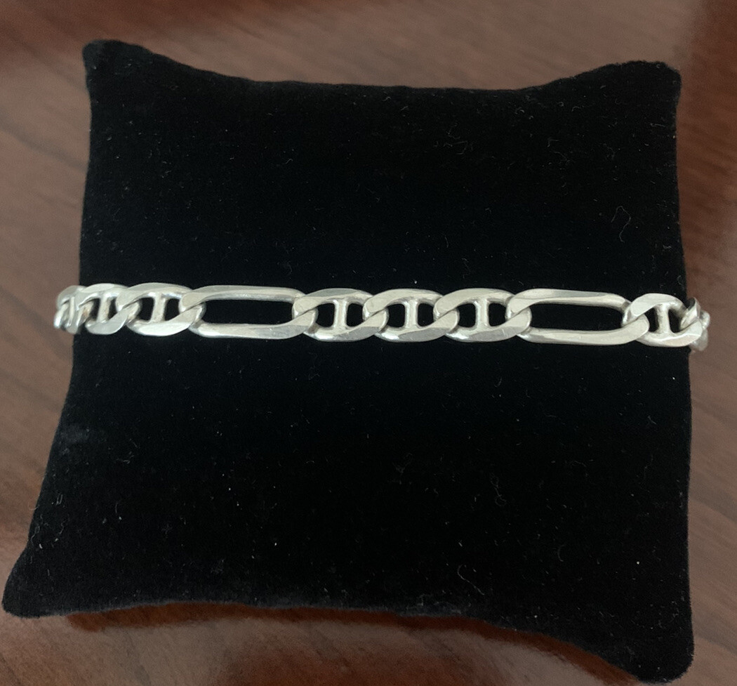 Heavy Link Chain Bracelet Italy 925 Sterling Silver 8”, 12.7g Italy