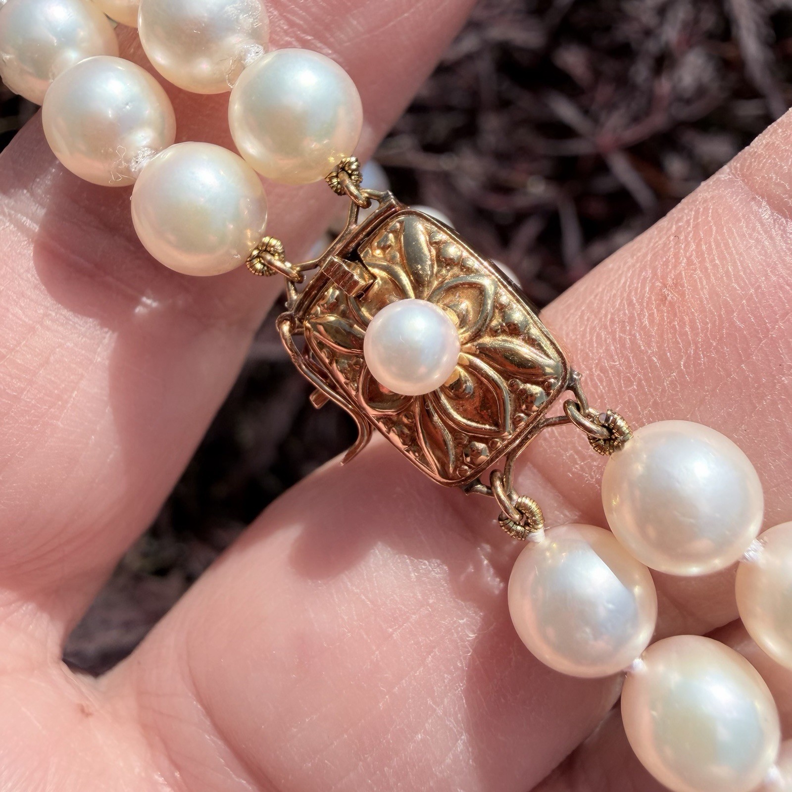 VTG Mikimoto 18K Gold Double Strand Akoya Pearl Bracelet Excellent Condition
