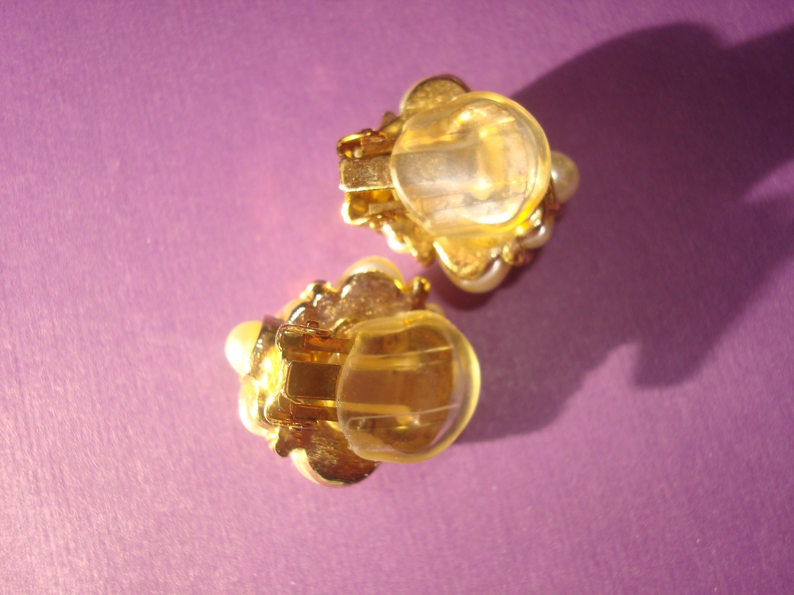 VTG.SIGNED”REPLICA”Made in ITALY NAUTILUS,SHELL,SNAIL F/PEARL EARRINGS GOLD/Plt.