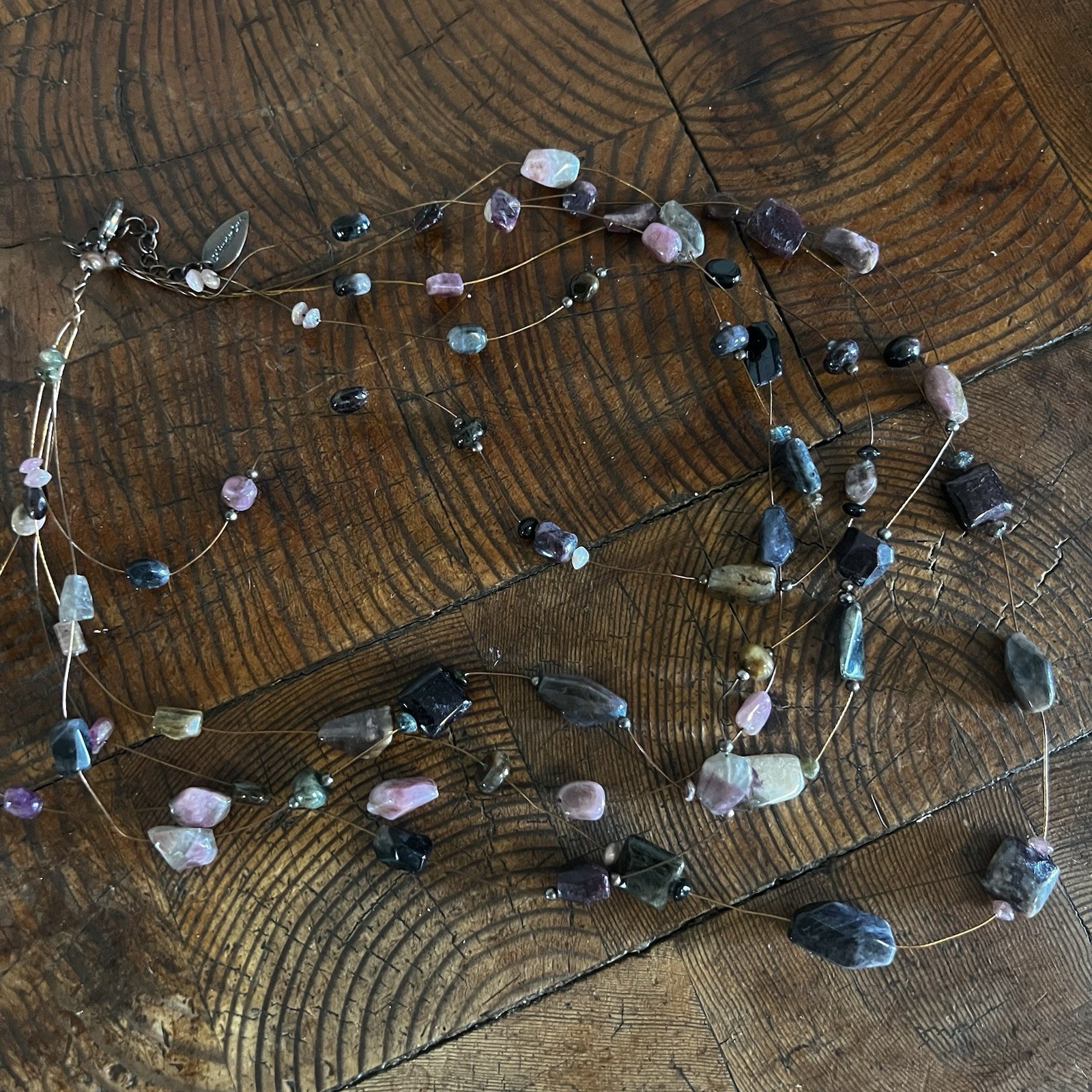Vtg Coldwater Creek Multi Gem Stone Multi Strand Necklace