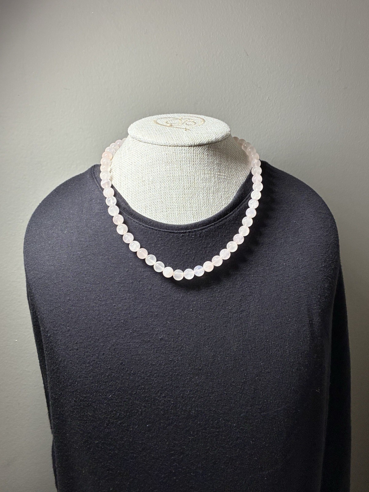 VTG Rose Quartz Bead Necklace Hand Knotted Genuine Pink Gemstone Choker S Clasp
