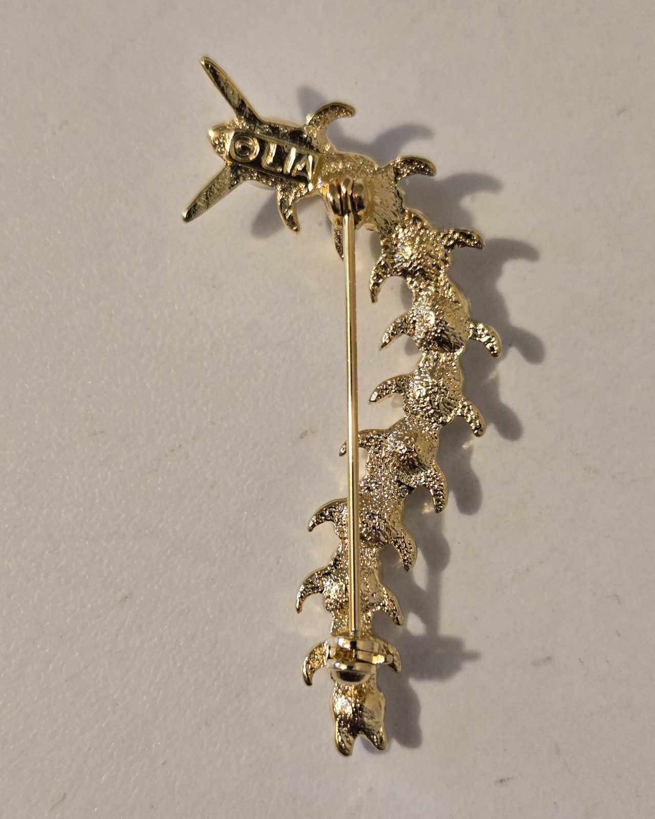 Lia Sophia Goldtone Centipede Brooch Rhinestones Faux Pearl