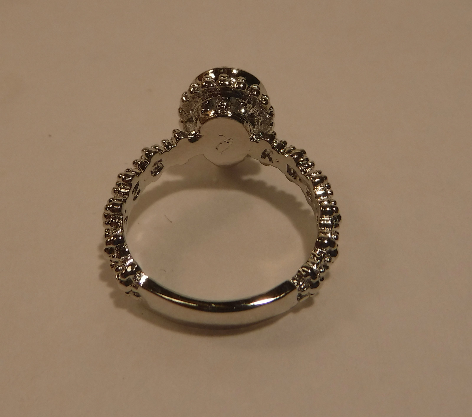 New 1.45CT Pear Cut Aquamarine (Beryl) & Platinum Over Sterling Silver 925 Ring