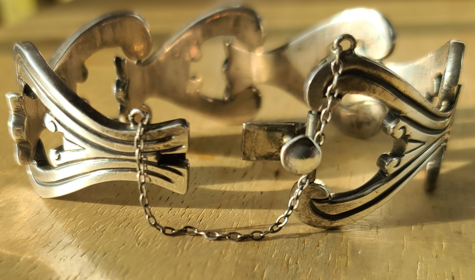 VTG Taxco MEX Sterling 925 Solid Silver 6.5″-6.75″ Chain Bracelet 76 Grams