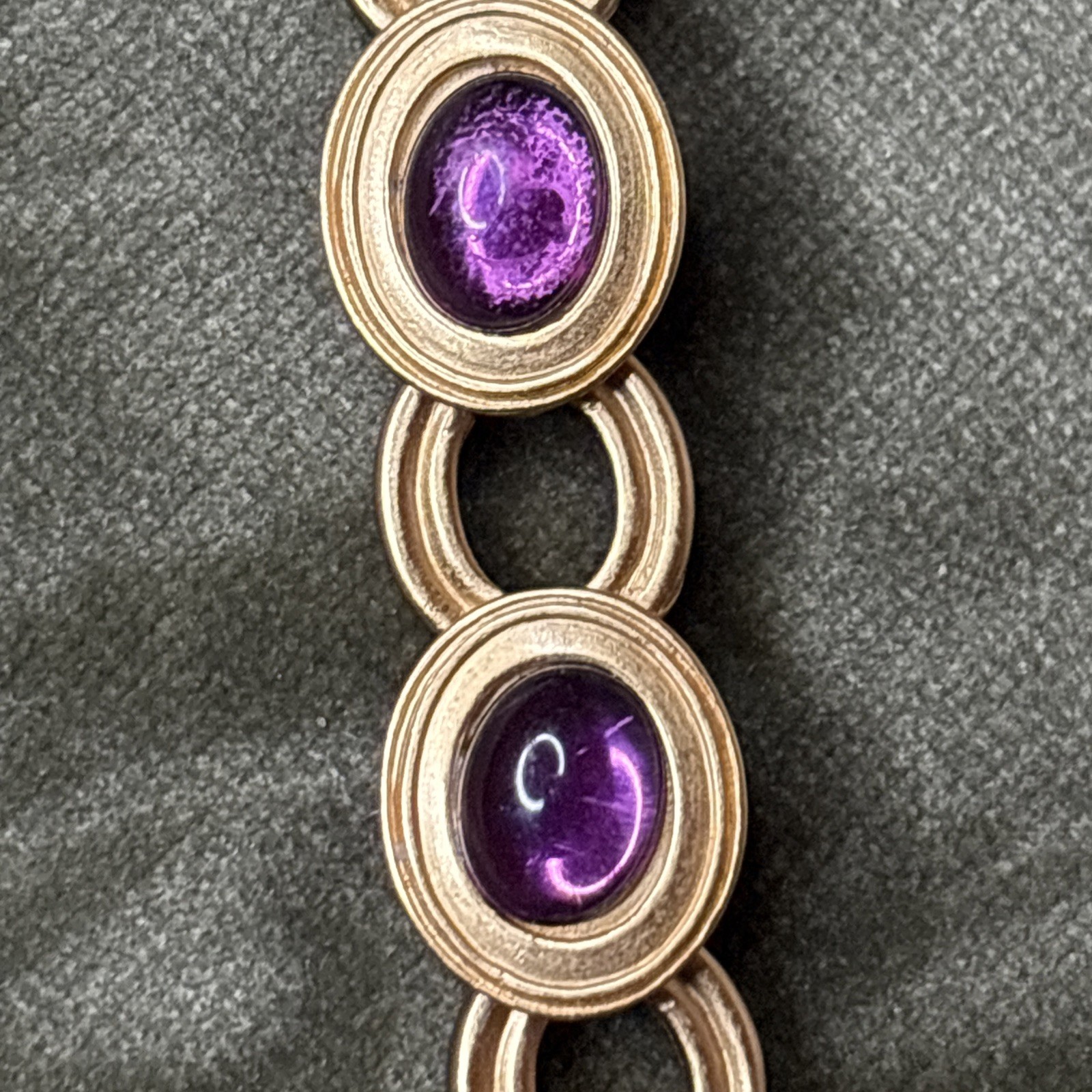 Monet for YSL Vintage Cabochon Necklace Purple Chunky Signed 1980s 16-18” Rare!!