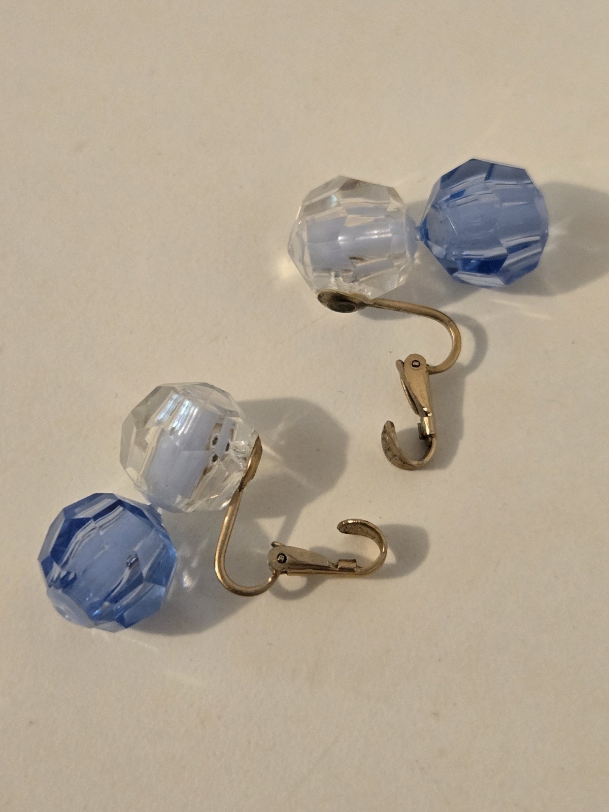 Vintage Fancy Pop Bead Blue Tones Necklaces And Earrings Set