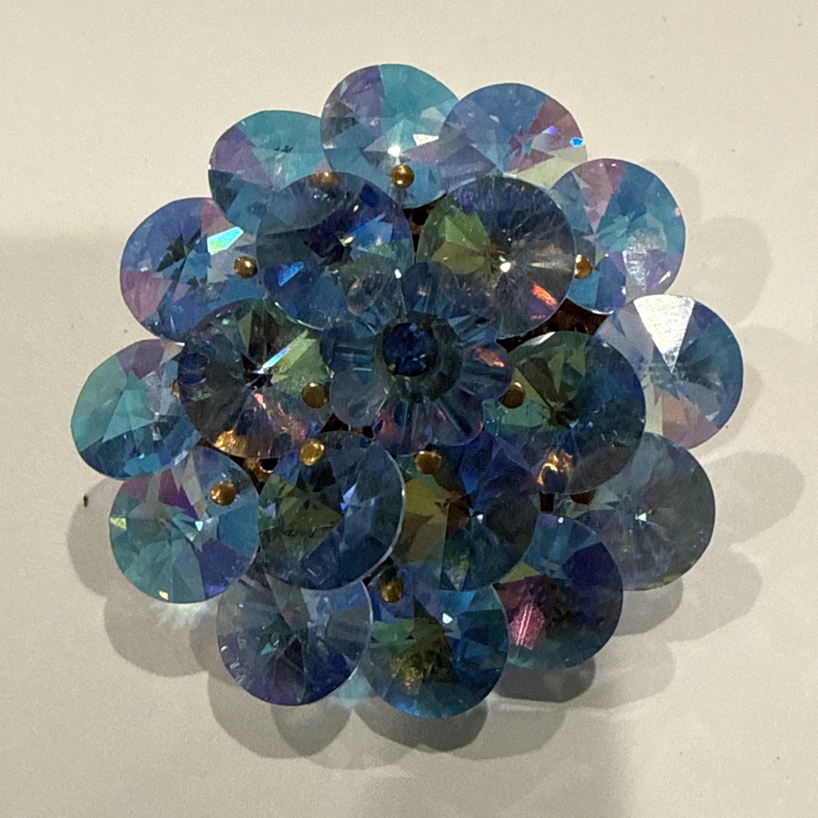Vintage Blue Tones Rivoli Bead Flower Brooch – VENDOME Inspired