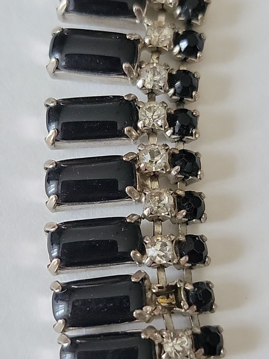 Vintage Juliana Style Black Clear Rhinestone Collar Necklace 13-15″L Read