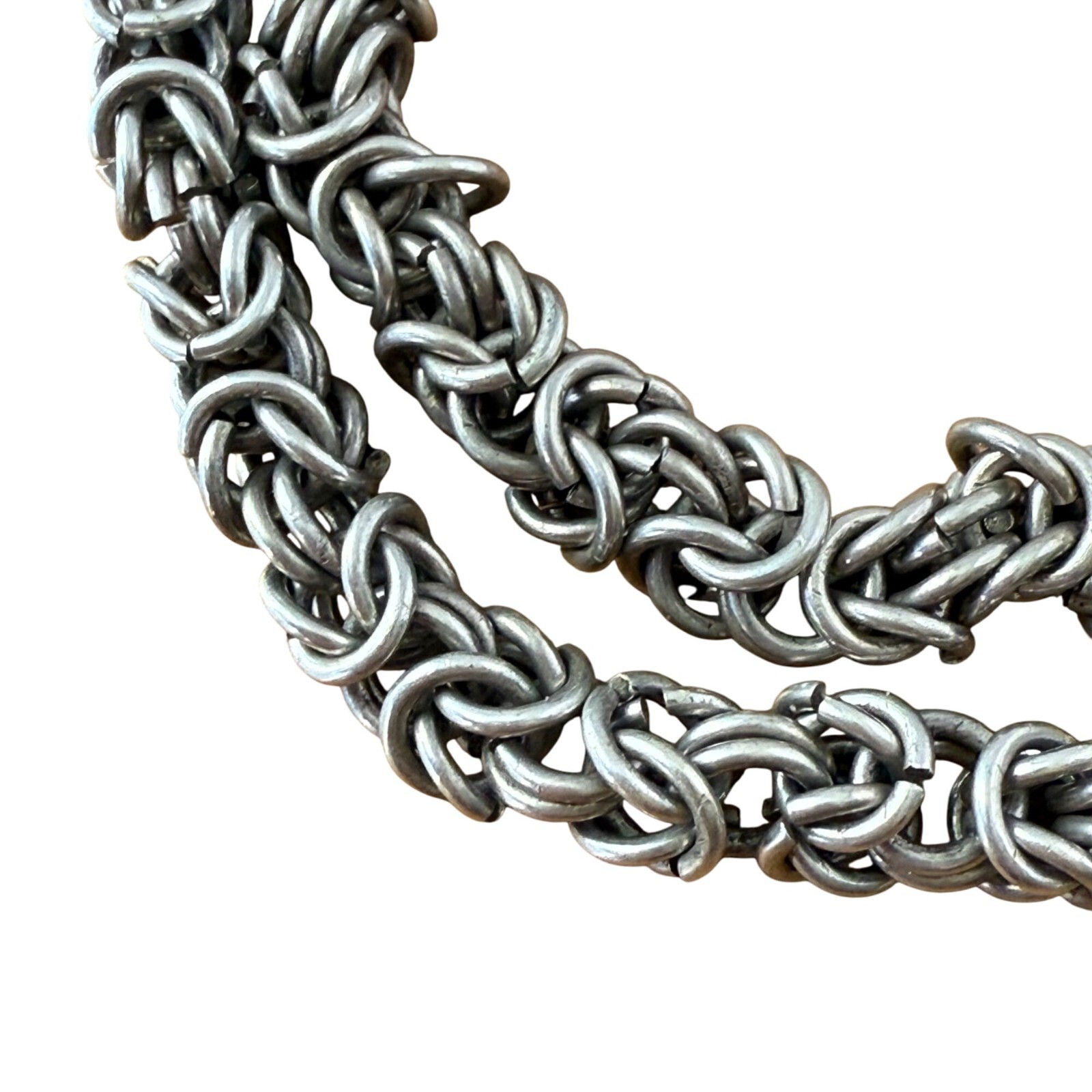 Vintage Sterling Silver Double Byzantine Bracelet With Clasp safety Chain