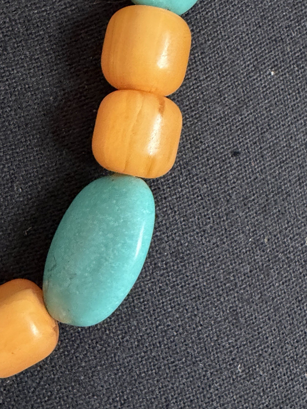 Vtg 925 Sterling Butterscotch Bakelite 17” Necklace BarrelBeads 1cm Tested 85.6g