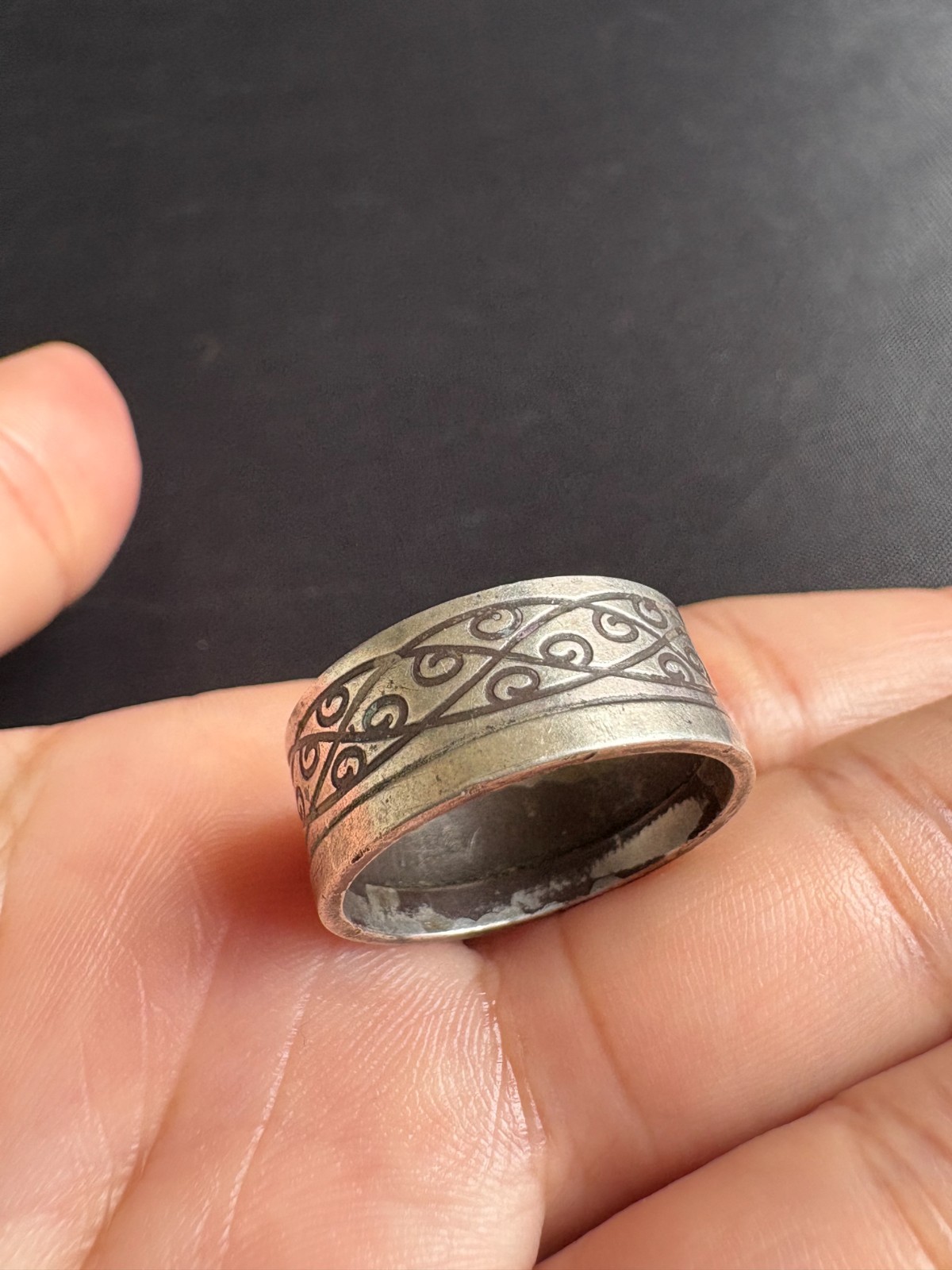 Vintage Silver Ring Handcrafted Moroccan Berber Design Ring Tribal Size 9 US