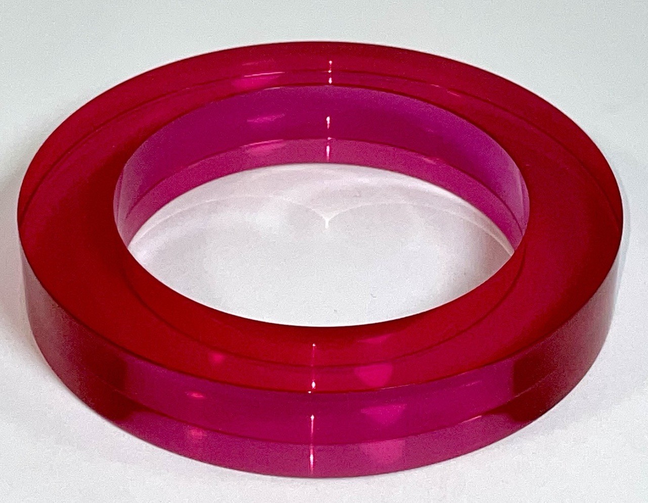 Lucite Bangle Bracelet Acrylic Hot Pink Chunky Round Fuchsia Estee Lauder Vtg 8”