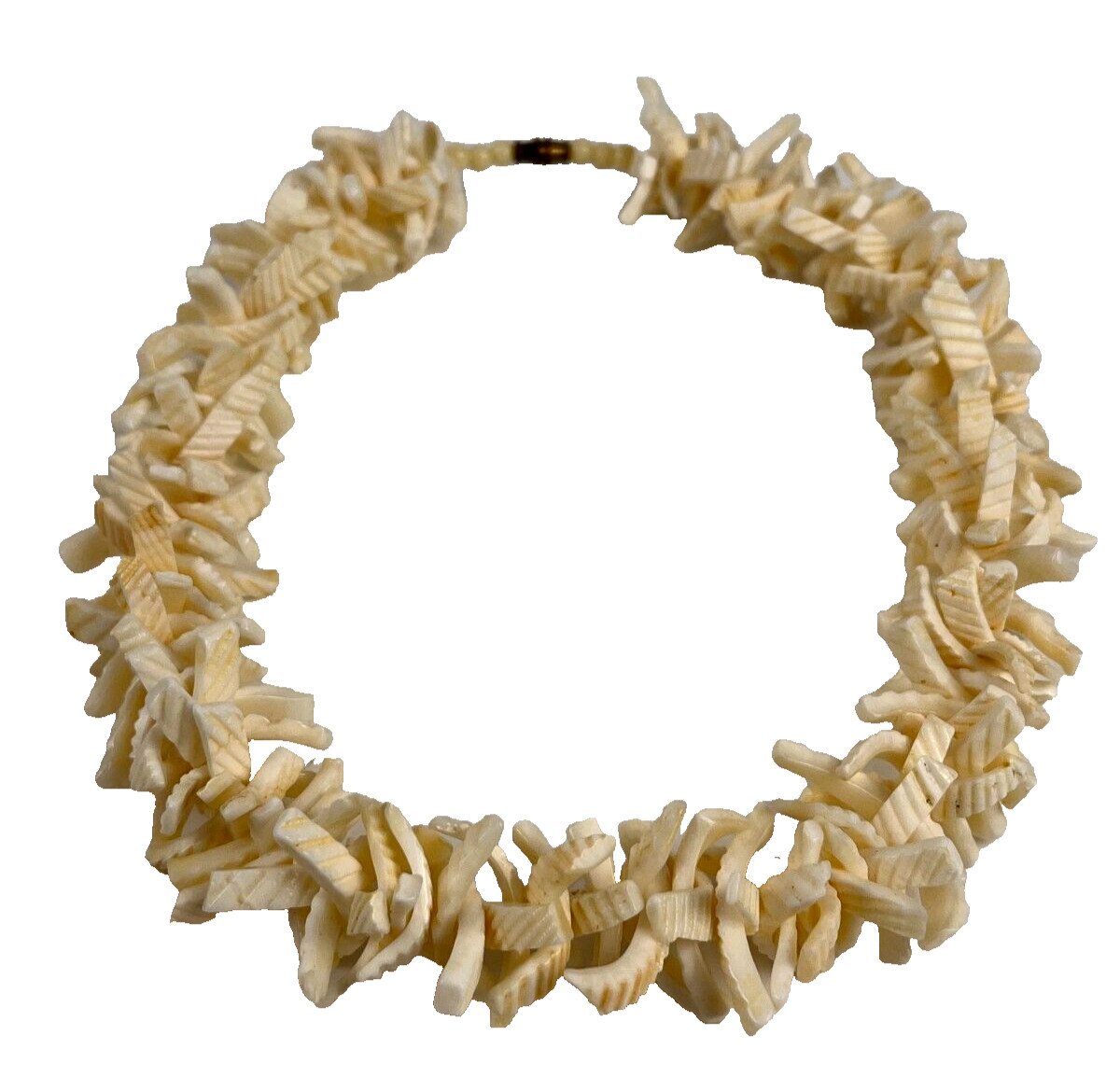 Vintage Natural Sea Shell Chip Choker Necklace Hand Made Boho Beach 17”