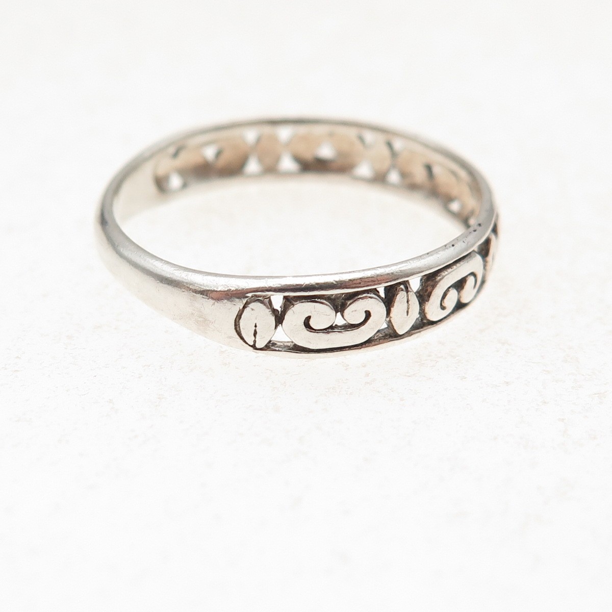 925 Sterling Silver Vintage Ornate Oxidized Band Ring Size 8.75