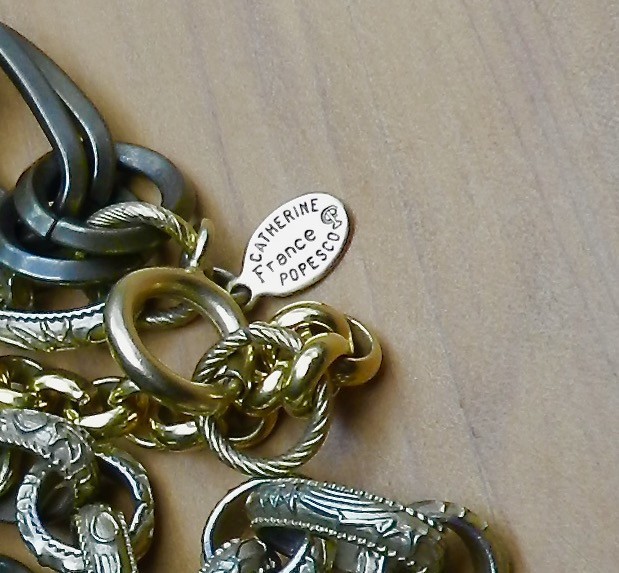 Vintage Catherine Popesco France Necklace Contrasting Double Chains Heavy 18″
