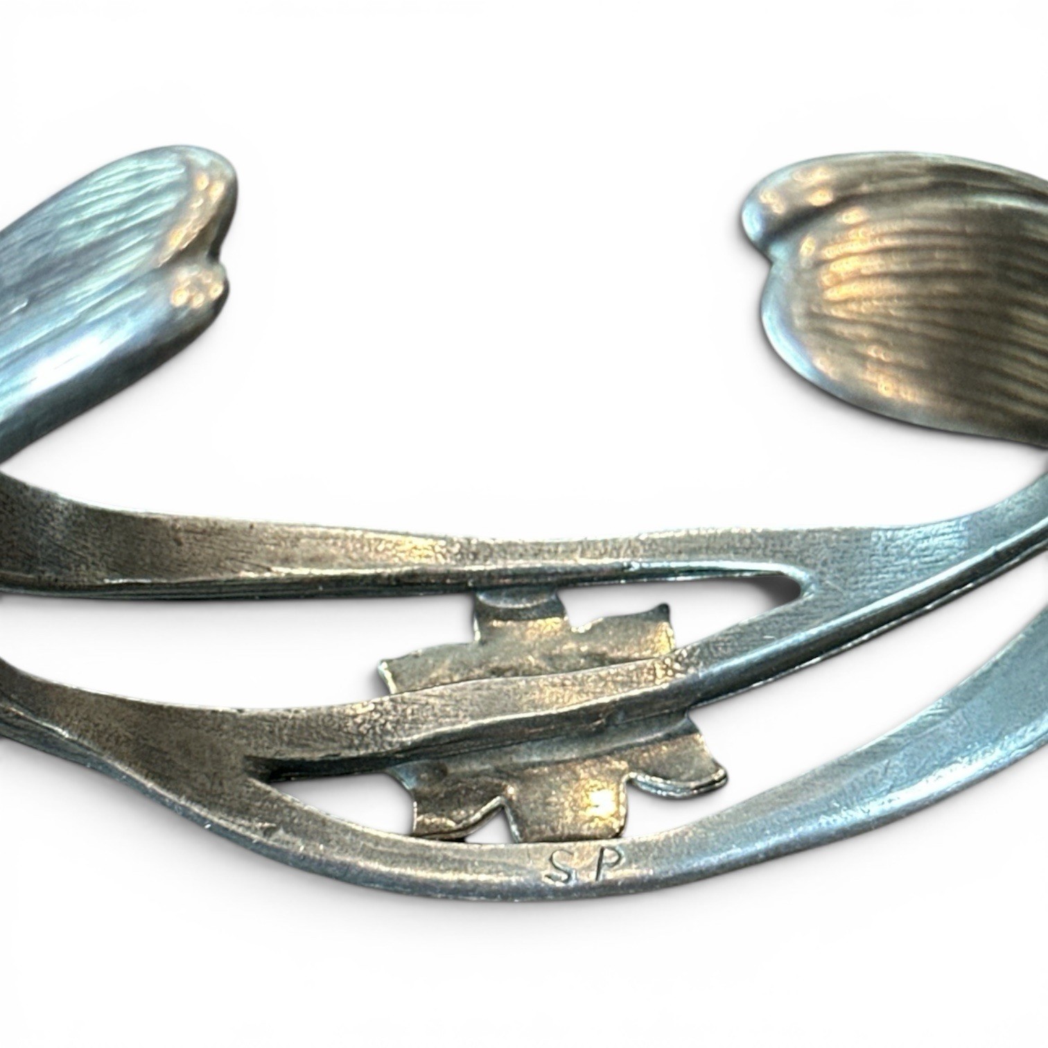 Salisbury Pewter Cuff December Narcissus Bracelet Wide 3D 7″