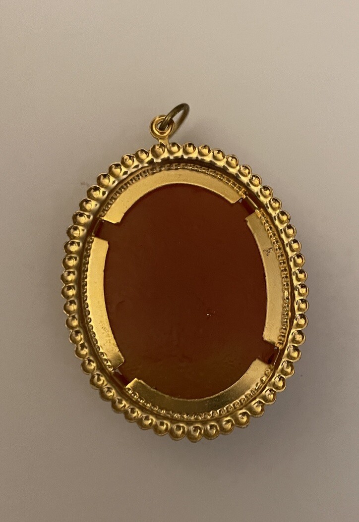 Pink And White Cameo Portrait Roman Greek Woman Standing Cameo Pendant
