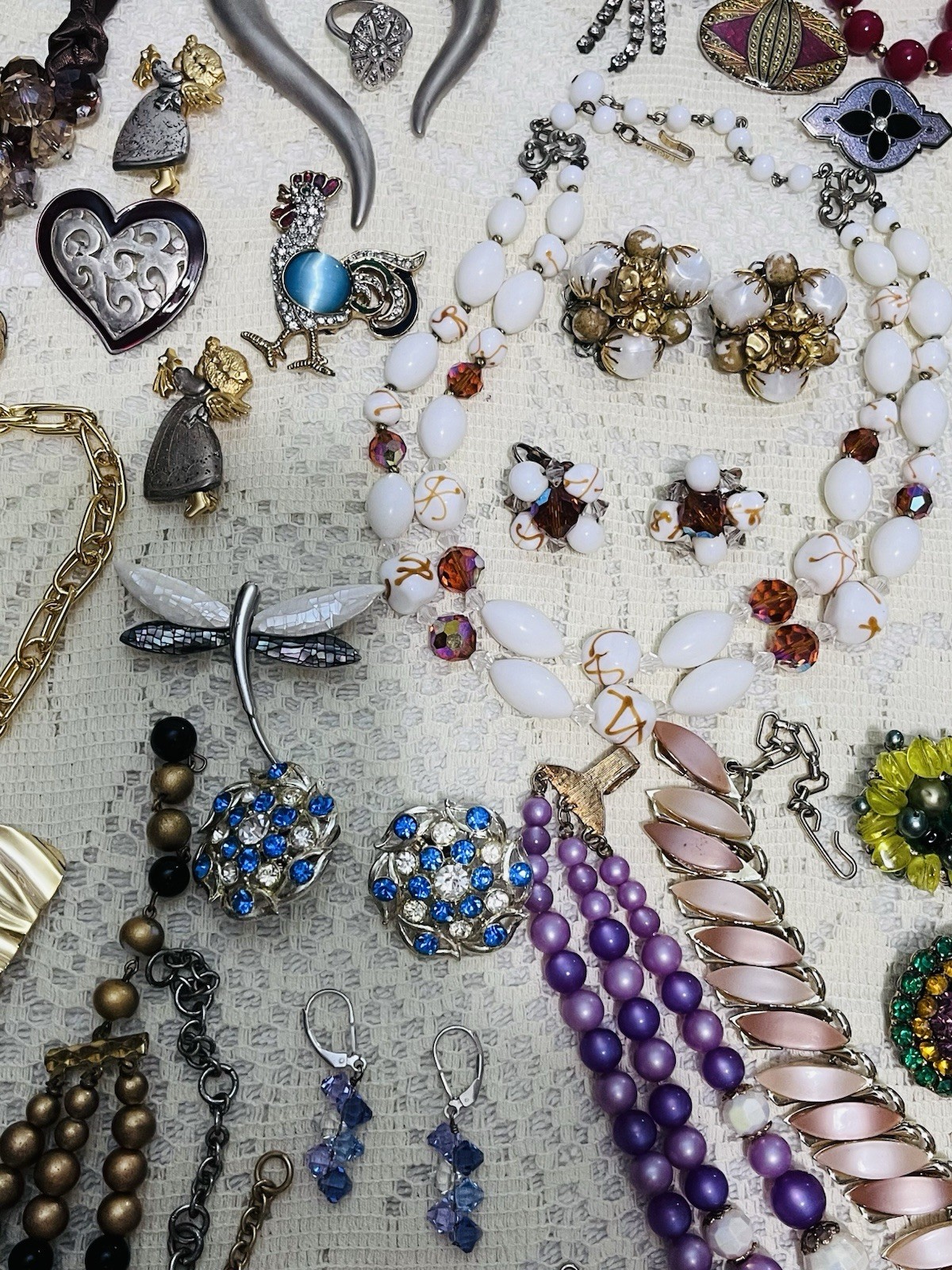 Mixed Lot Vintage Costume Rhinestone Jewelry Mod Retro Trifari Monet Renior
