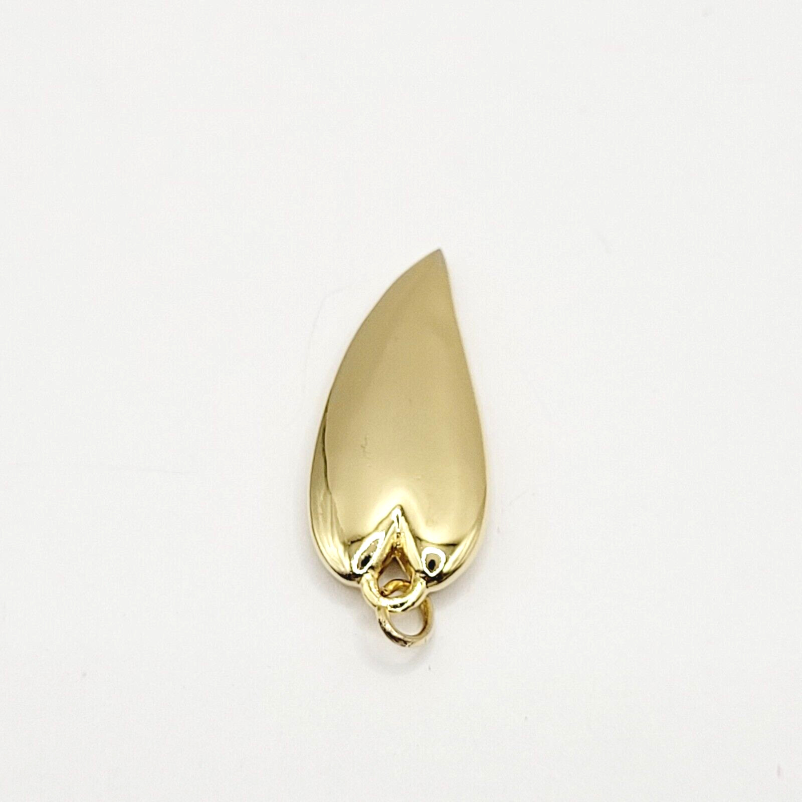 Modernist Heart Slim Curved Elongated Shape Light Puff Gold Tone Vintage Pendant