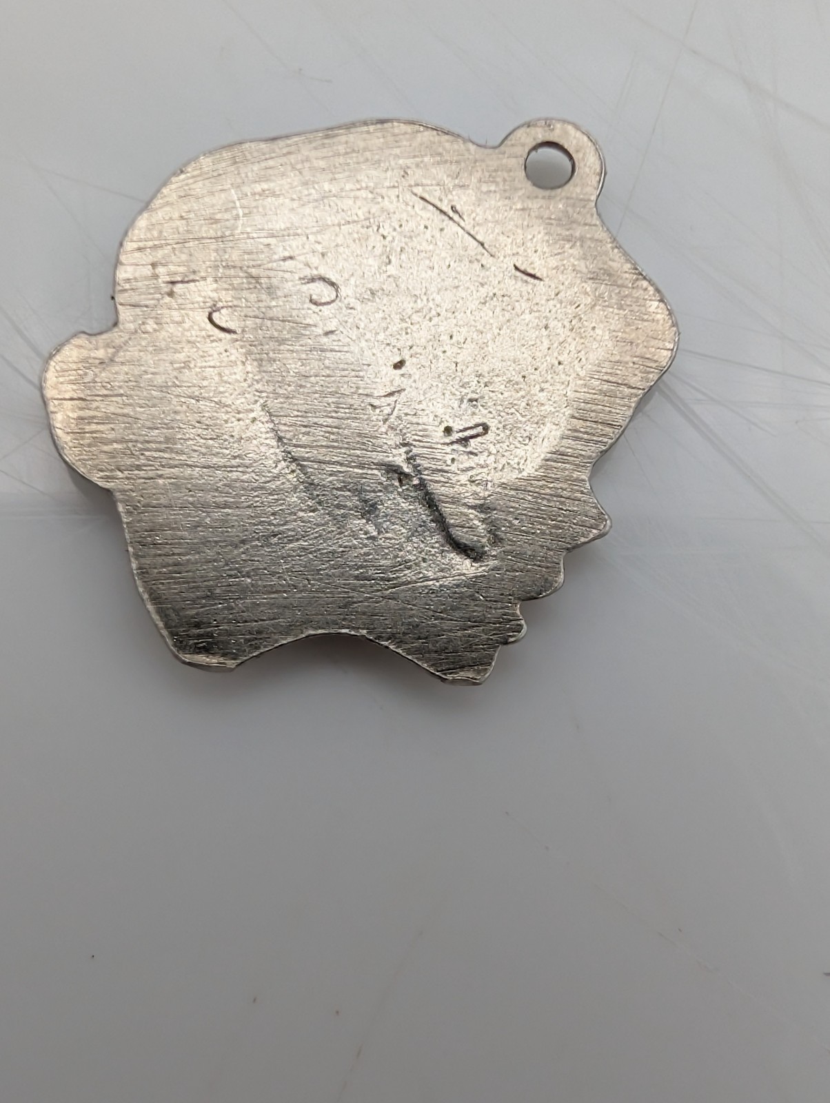 Vintage Silver Art Nouveau Portrait Charm 18mm Young Woman Profile, Hair Relief
