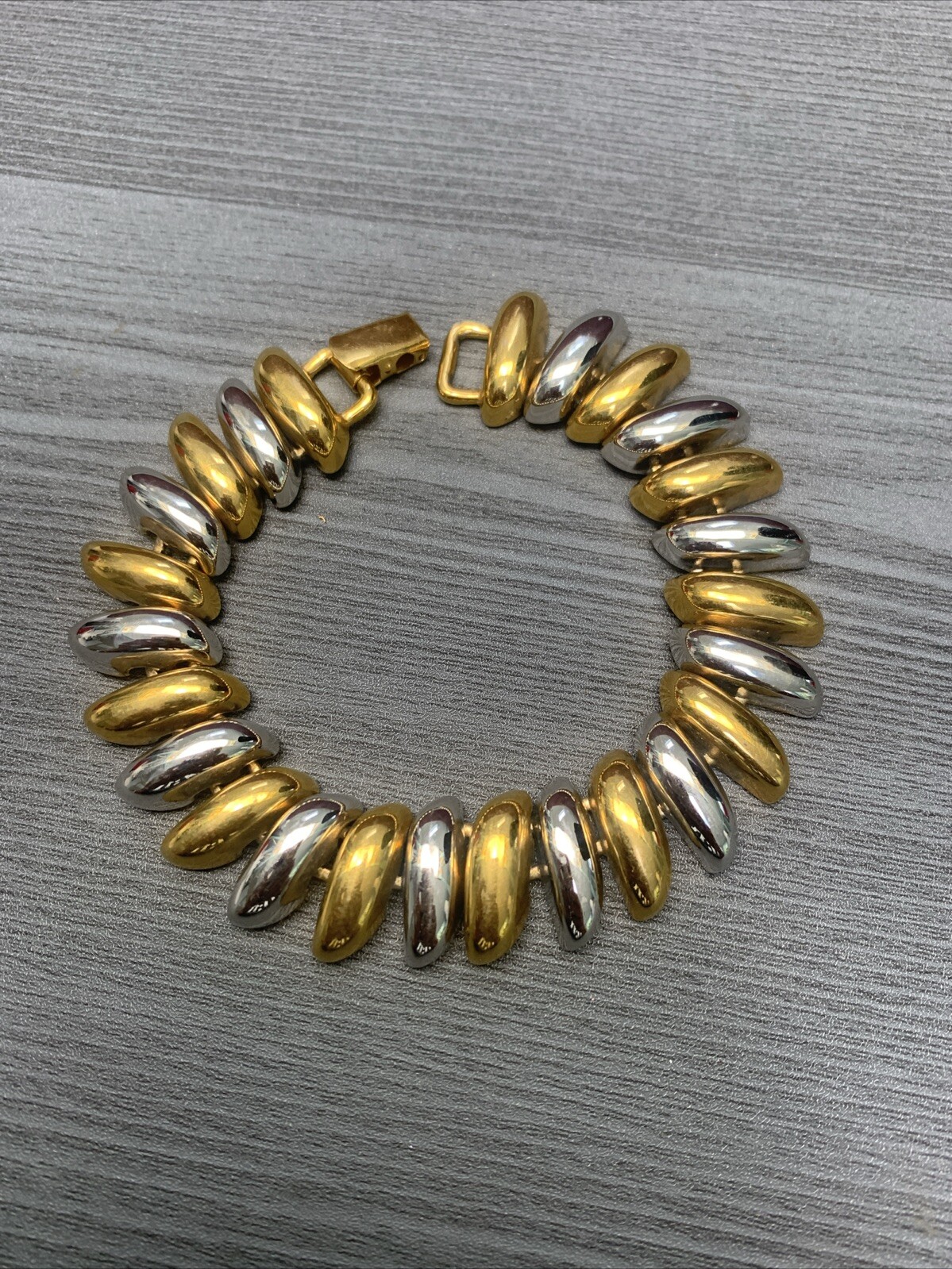 Vintage Silver Gold Tone San Marco Style Bracelet 8”