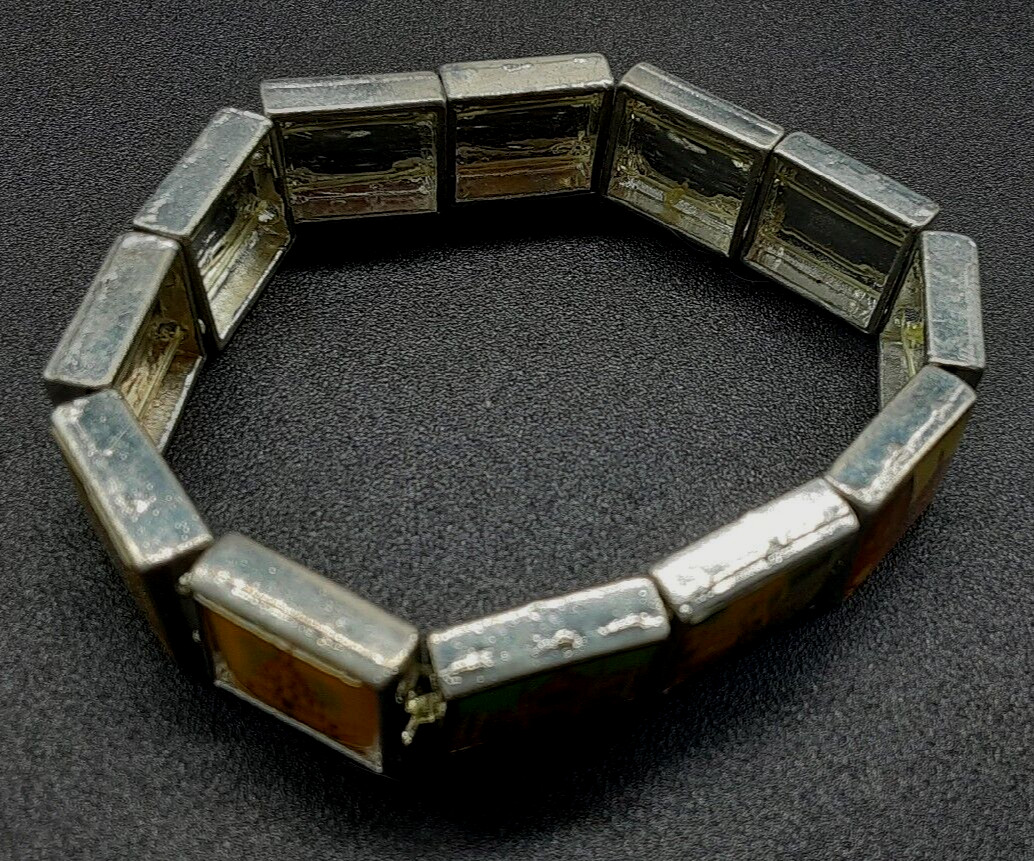 Rare Vintage Square Stretch Bracelet “Rome Italy ” Buildings Flag Landmarks