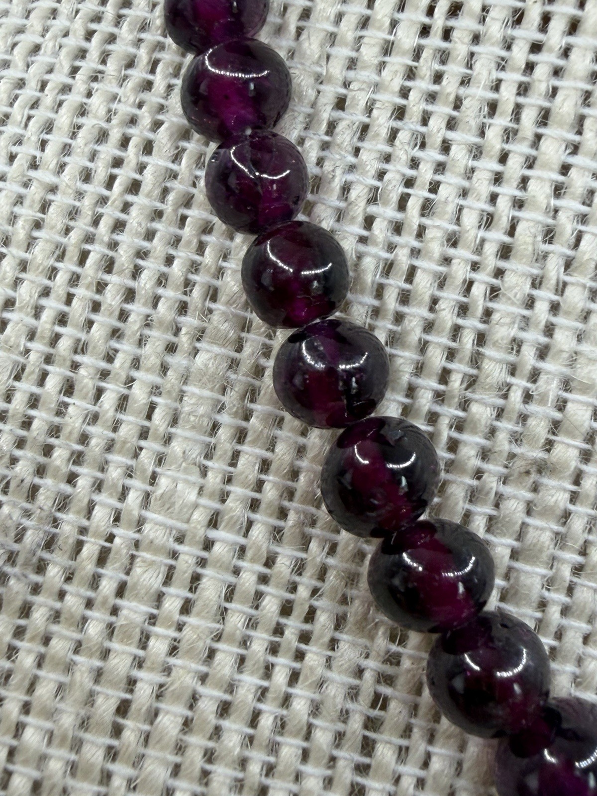 14k Yellow Gold Clasp Deep Dark Purple Amethyst Hand Knotted Strand Necklace