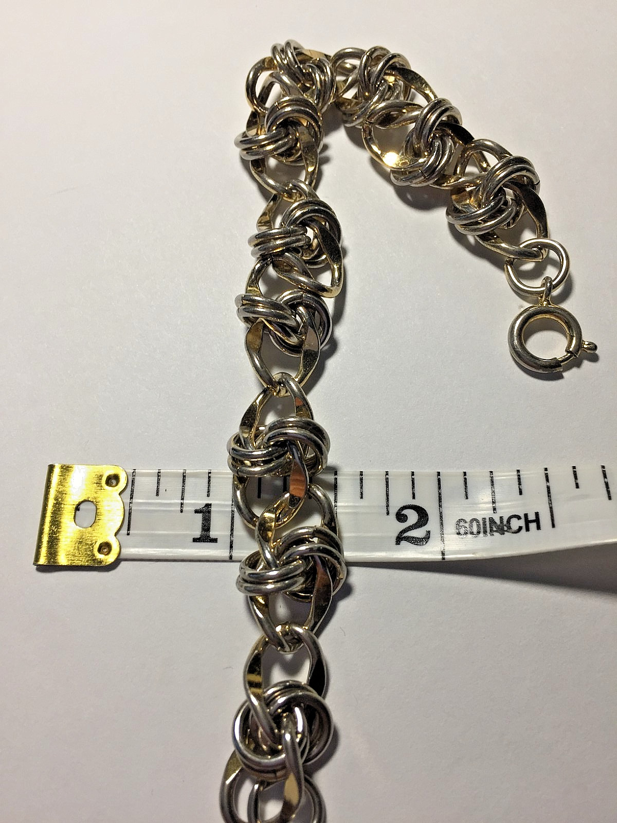 Vintage Gold Tone /Silver Tone Mixed Link Bracelet with Safety Clasp