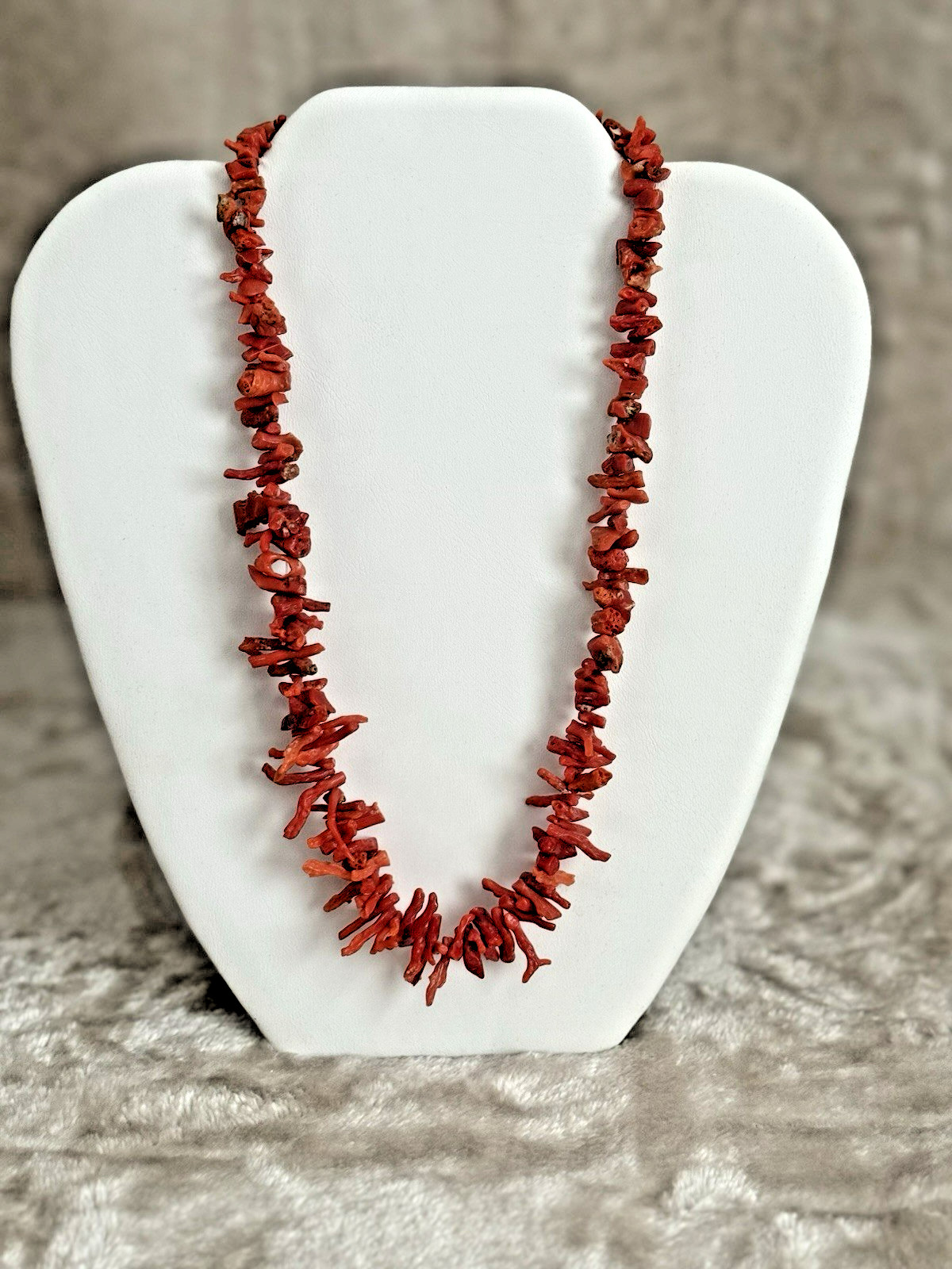Vintage Salmon Red Branch Coral 19 ” Graduated Statement Necklace VERY NICE