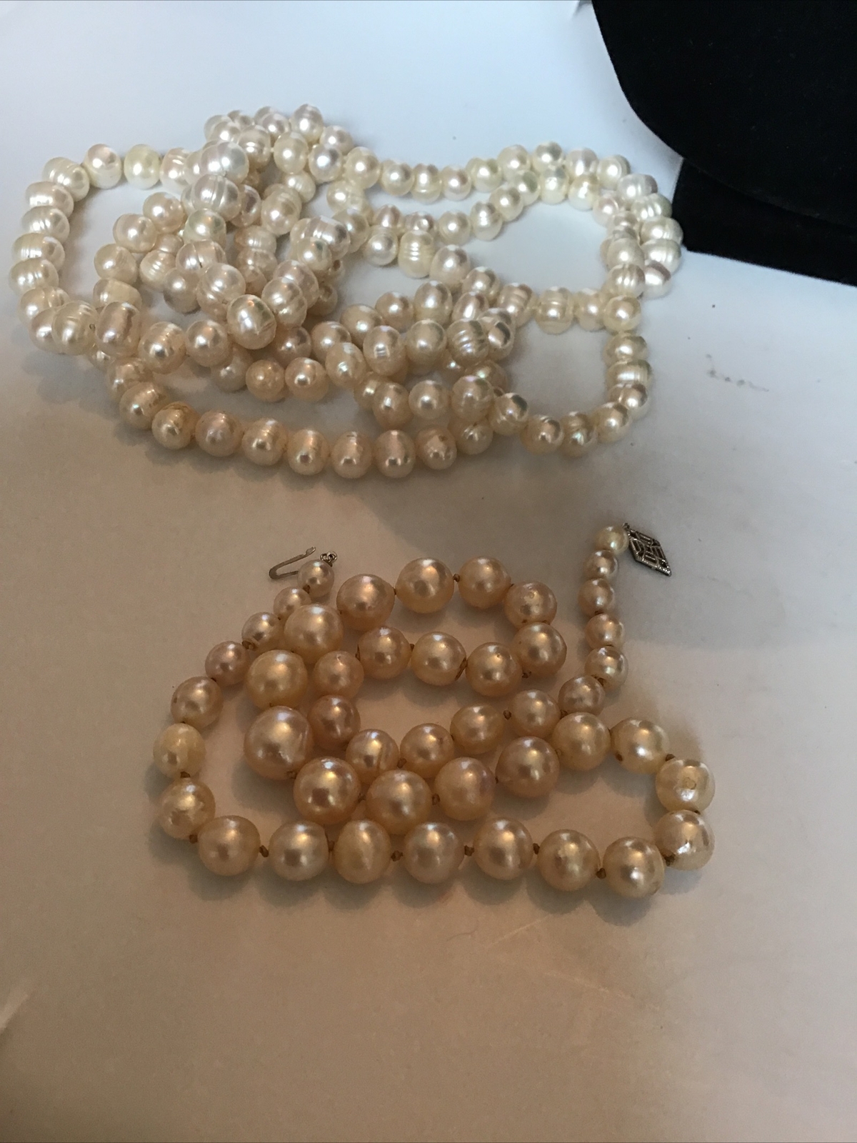 16″ Strand Cultured Graduated Pearls Necklace 2.6-5.3MM Clasp Marked 14k B&Co