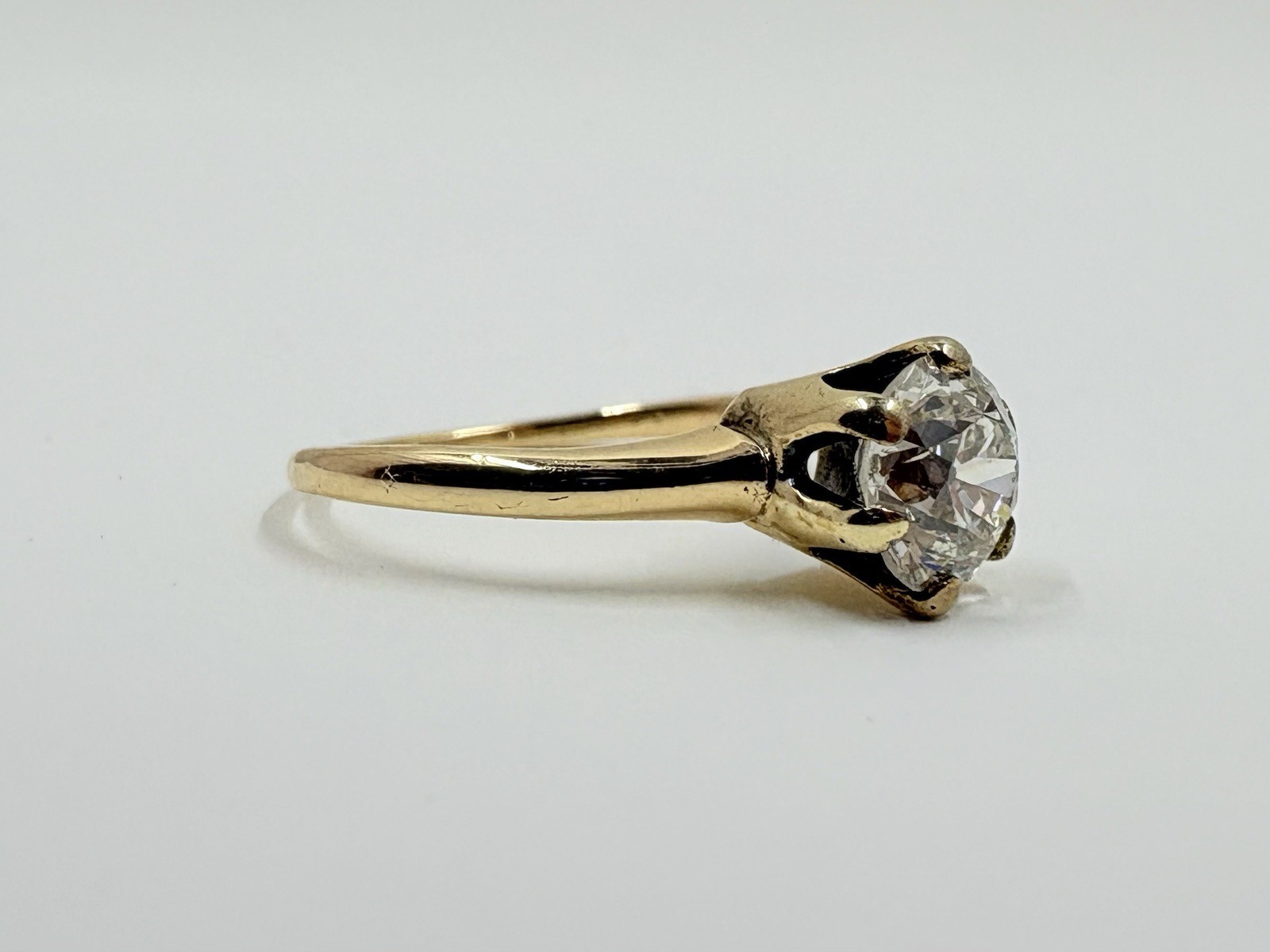 Antique Vintage Old European Cut Natural Diamond Solitaire Ring 0.85 ct Size 4.5