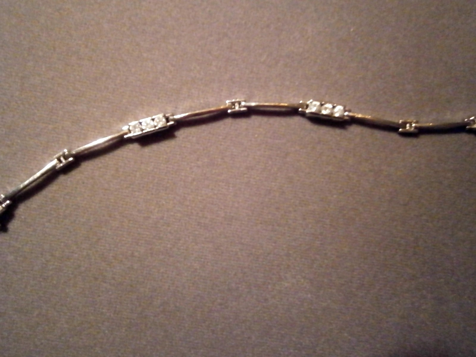 Vintage 925 Sterling Bar Link Crystal Stations Dainty Minimalist Bracelet 7.5″