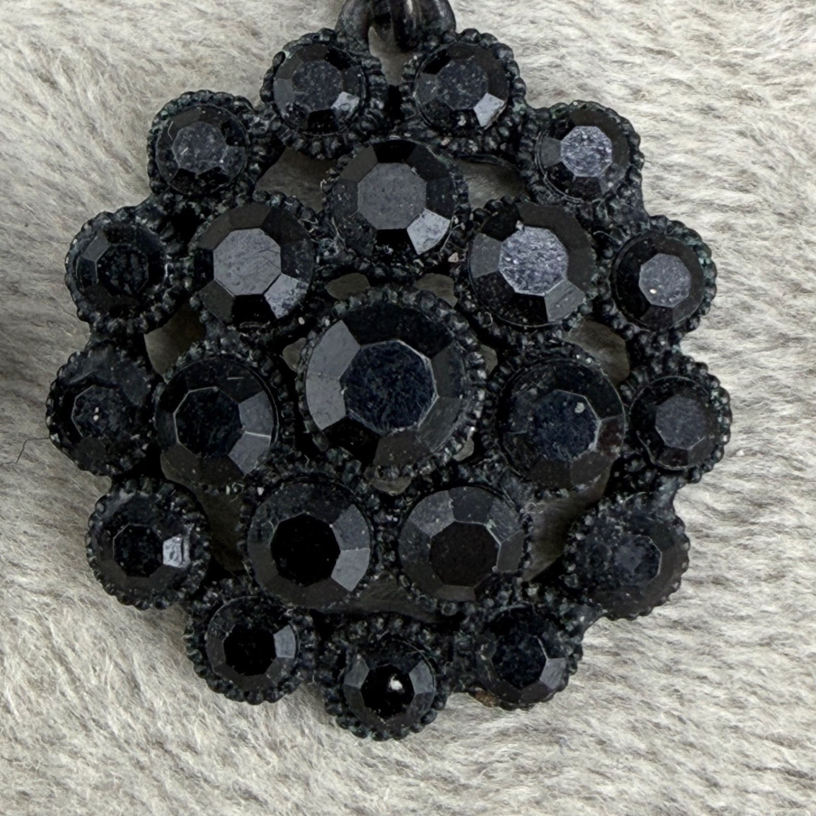 Vintage Pierced Earrings Black Enamel Rhinestone