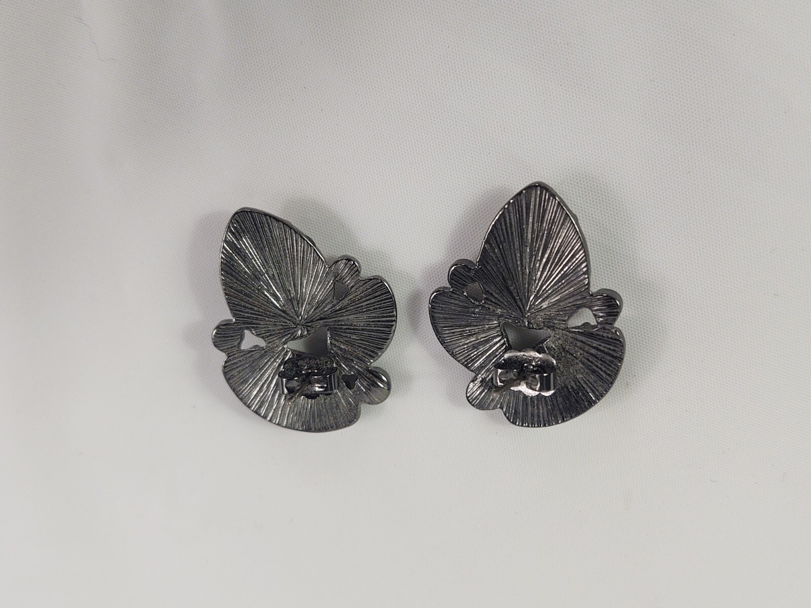 Pierced Earrings Costume Jewelry Silver Tone Multicolor Faceted Stones Vintage