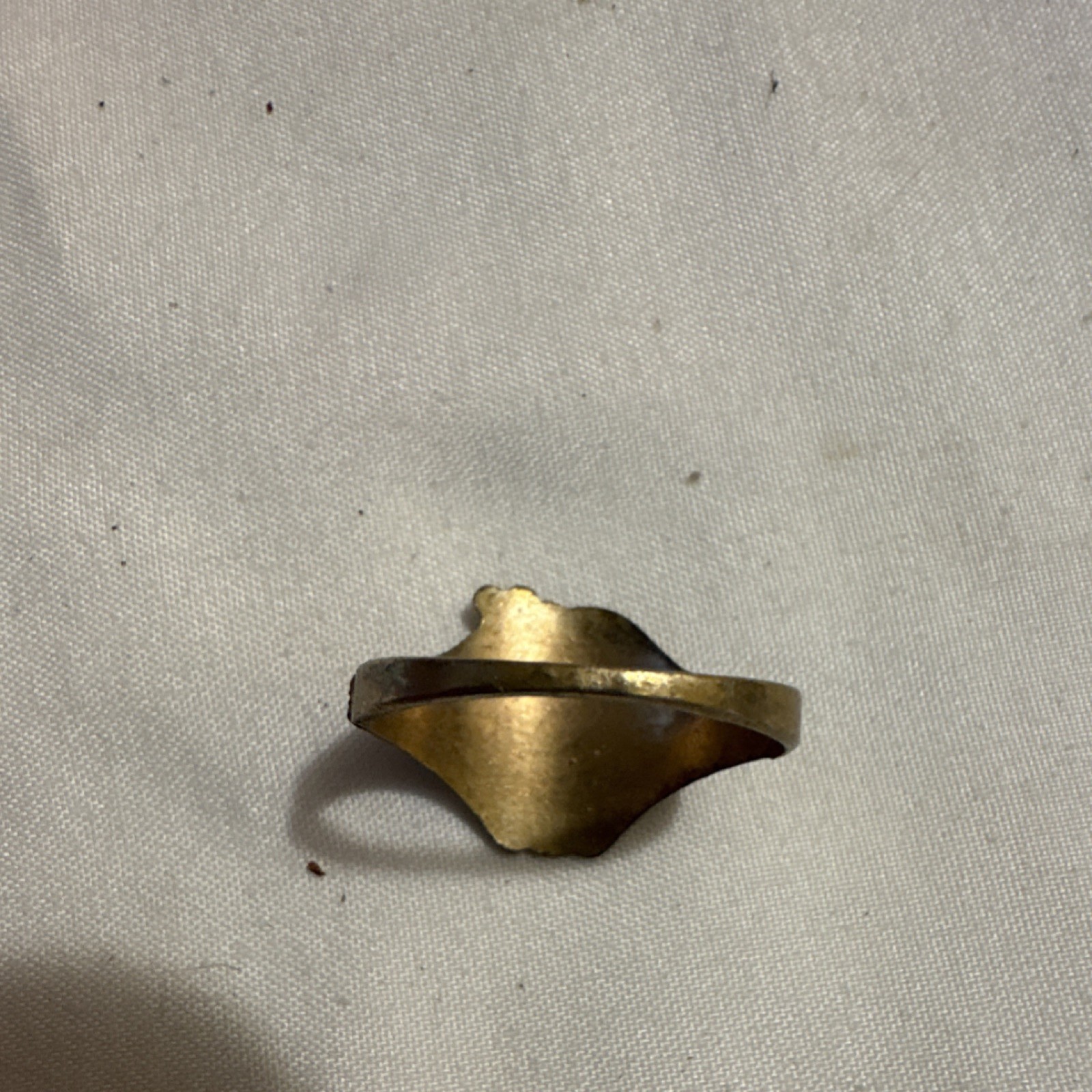 Vintage Ornate Asymmetrical Brass Ring Gold Color No Stone Unique Design Jewelry