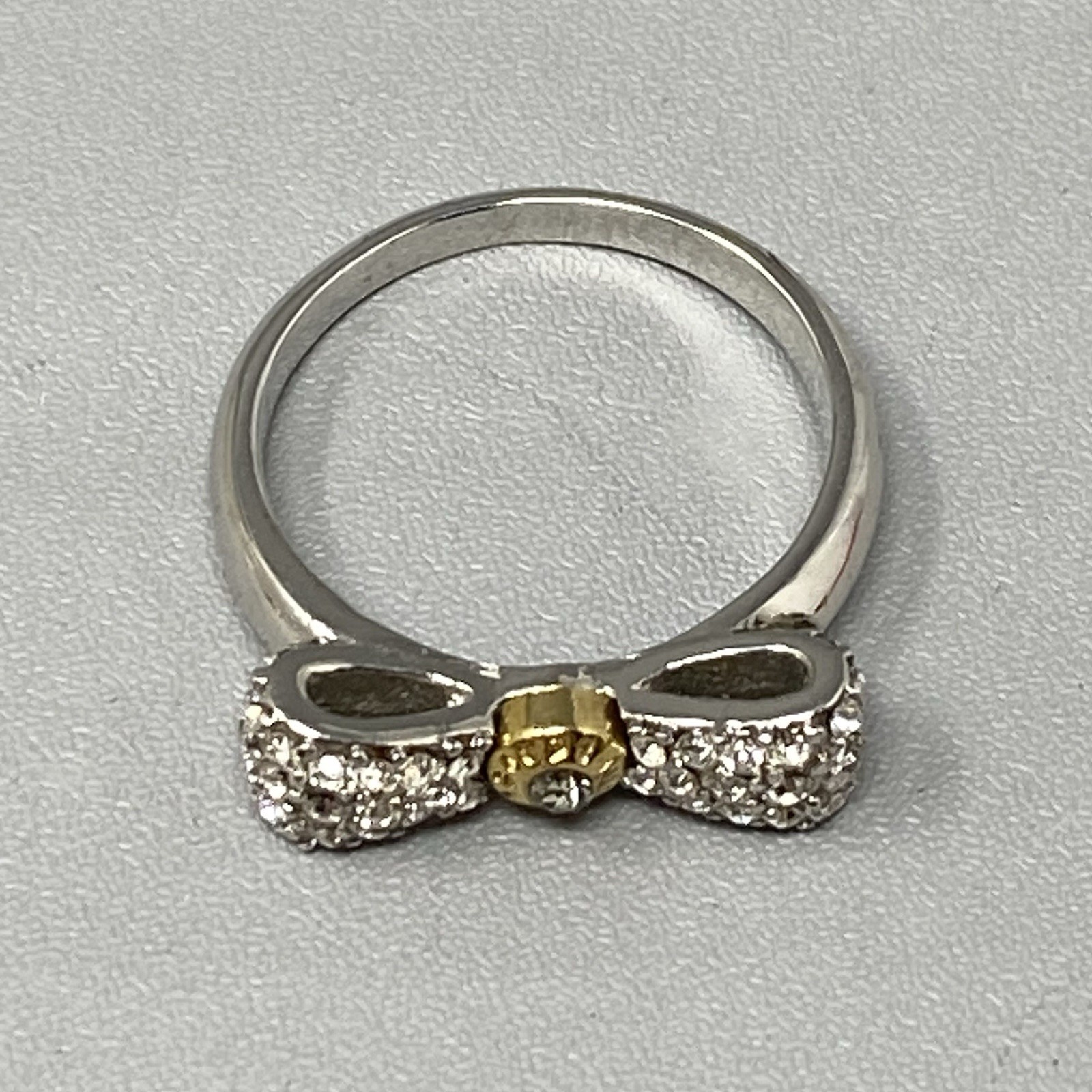 Henri Bendel Bow Coctail Ring Henri Bendel Two Tone Swarovski Crystals Pave 6.5