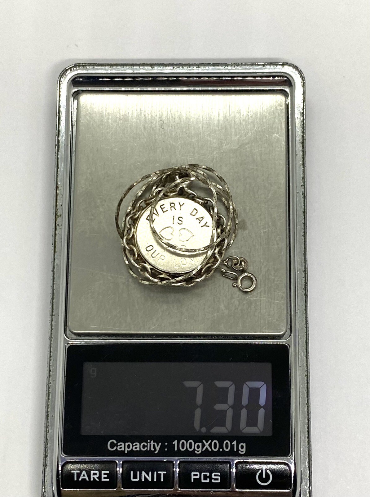 VTG Sterling Silver Every Day Is For Our Love Medallion Pendant Necklace16”7.30g
