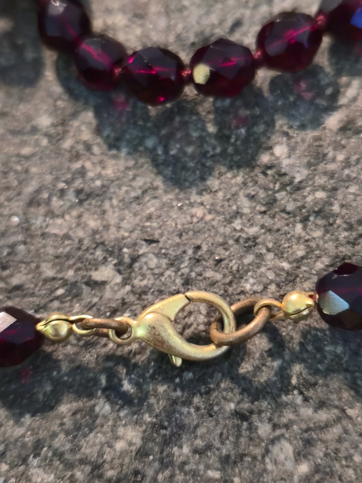 Vintage Long Faceted Natural Garnet Bead Necklace Deep Wine Red. 44″
