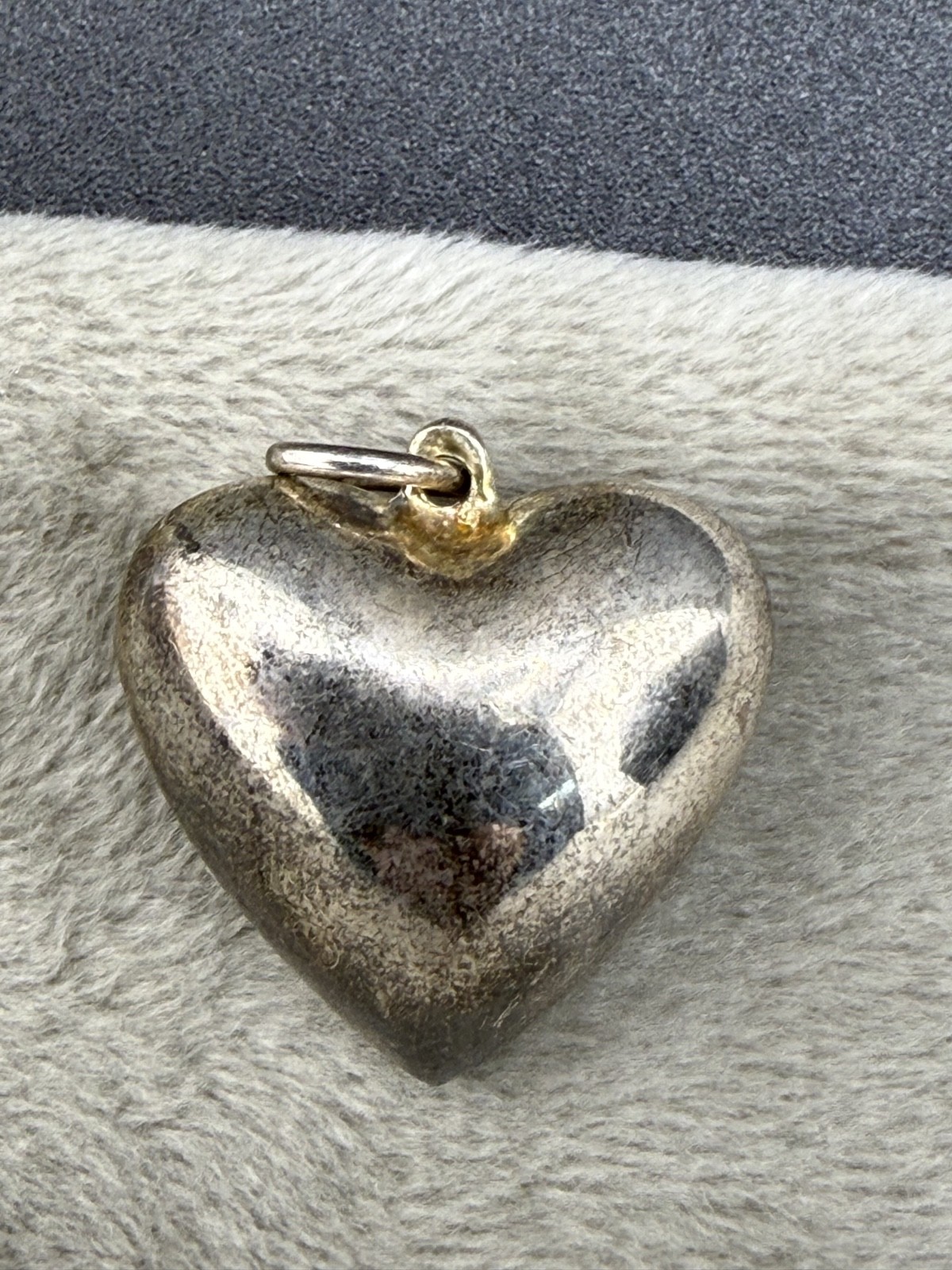 Vintage Puff Heart Pendant Silver Tone
