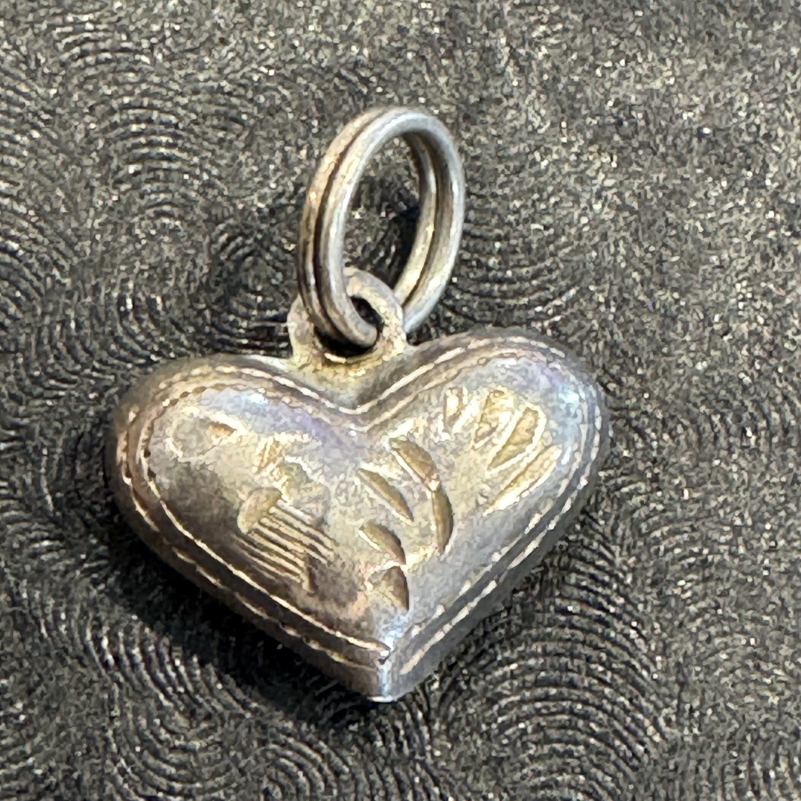 Sterling Silver Small Puff Heart Charm Pendant Necklace Bracelet 925 Etched