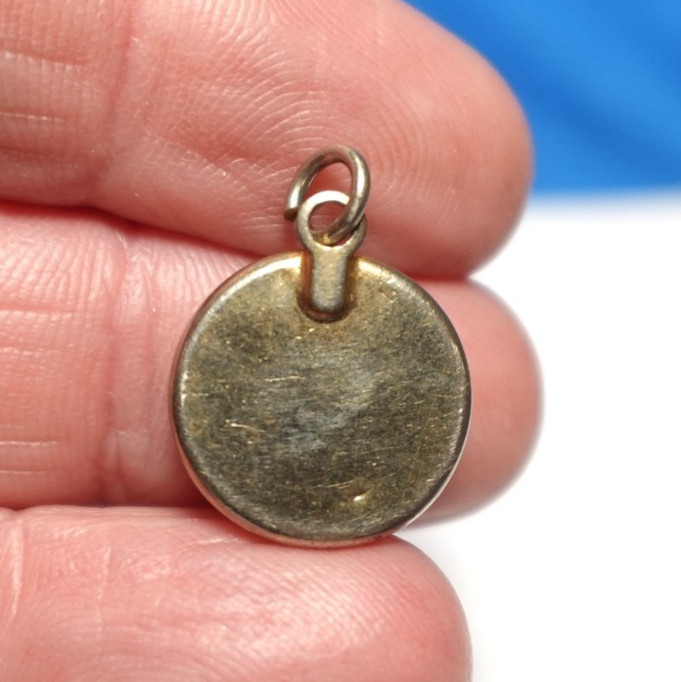 GOLD FILLED HORSE CHARM CONVEX GLASS VINTAGE 1.6 GRAMS J-661