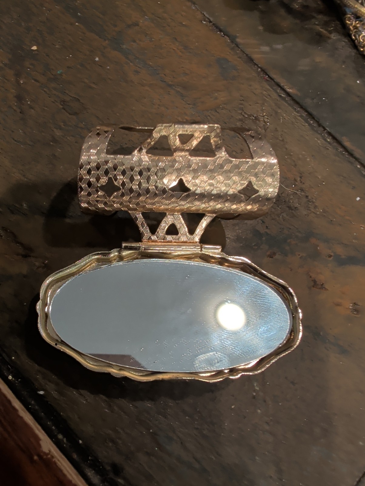 Vintage lipstick holder ring with mirror Japan 1950’s Collectibles rings RARE
