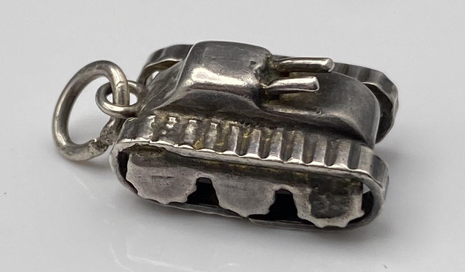 Vintage Sterling Silver Military Army War Tank Guns on Top Nice Detailed Charm