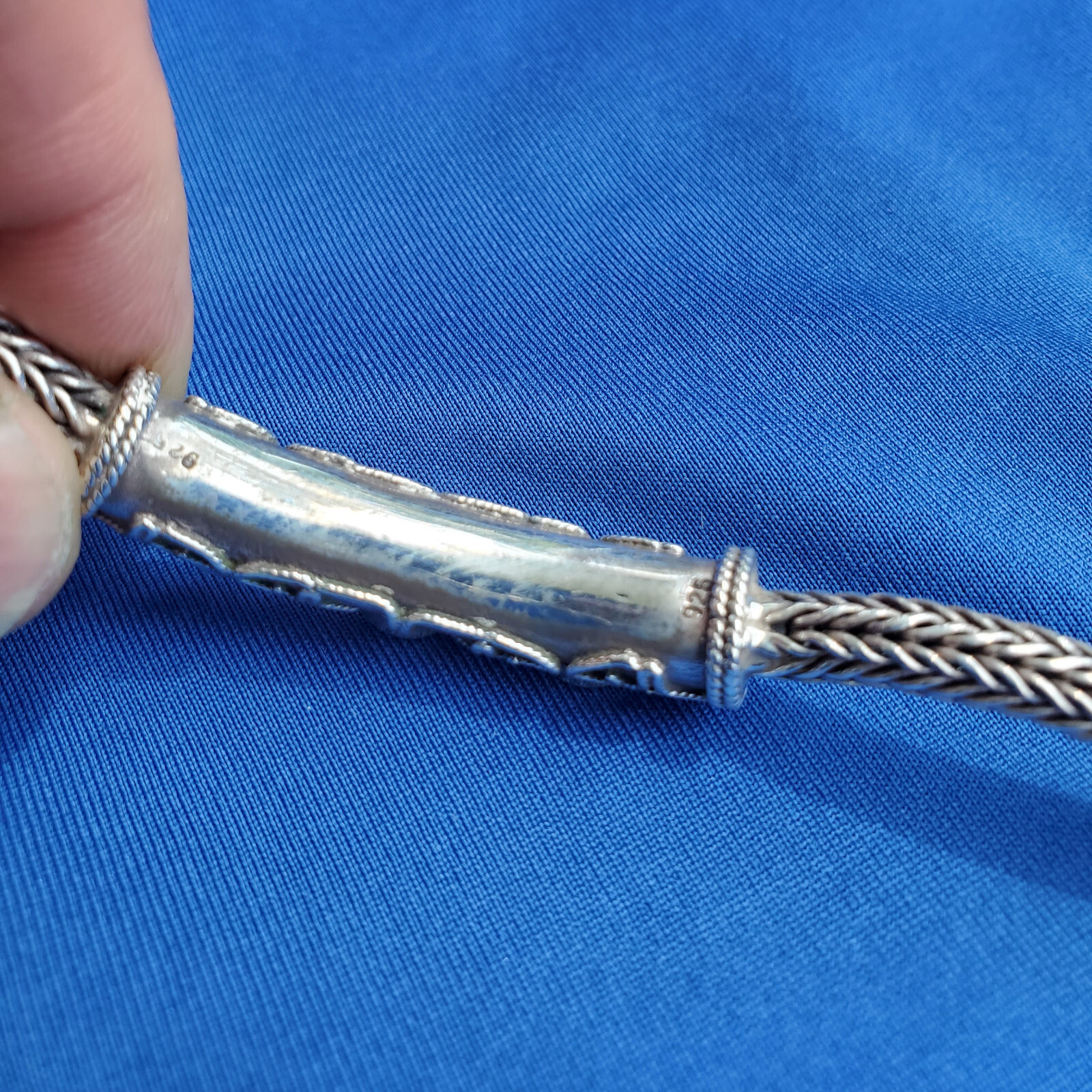 Byzantine 925 STERLING SILVER Bracelet Woven Braided FLEXIBLE Bangle Chain 7.75″