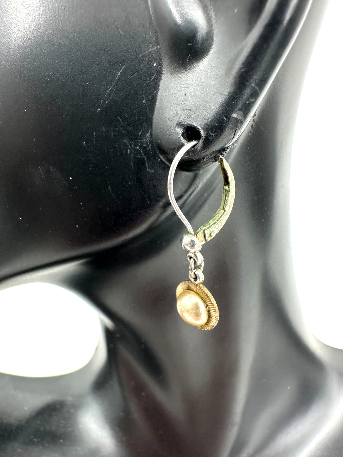 Vintage Rolled Gold Pearl Drop Earrings Leverback Classic Dangle Bridal Jewelry
