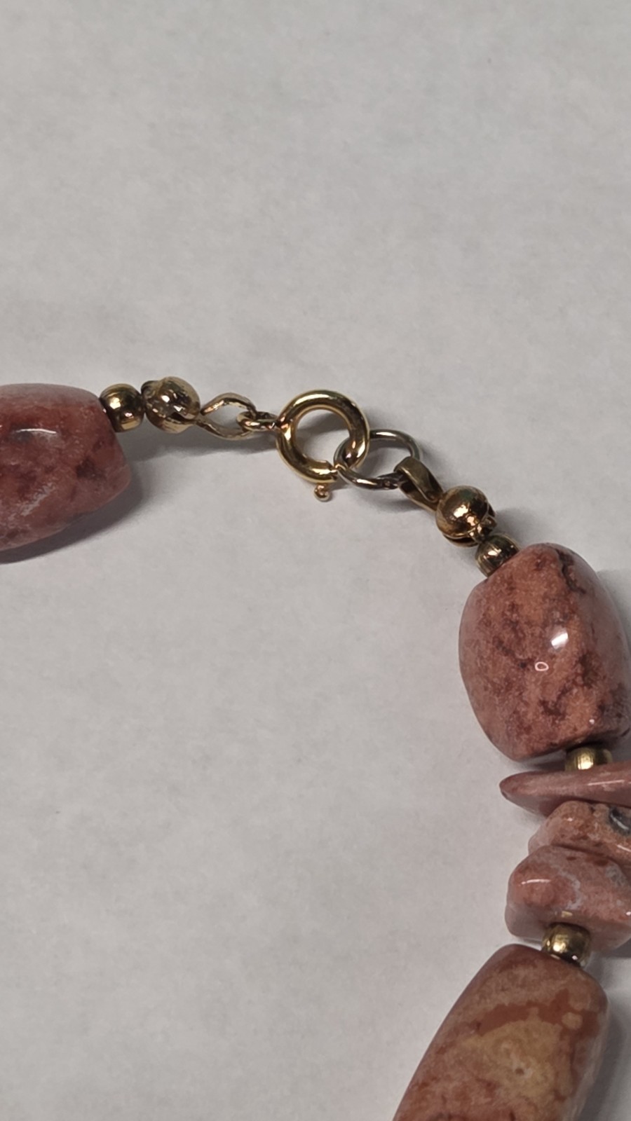 Vintage, Natural, Polished, Smooth Rhodochrosite 7.5″ Beaded Bracelet (1091)